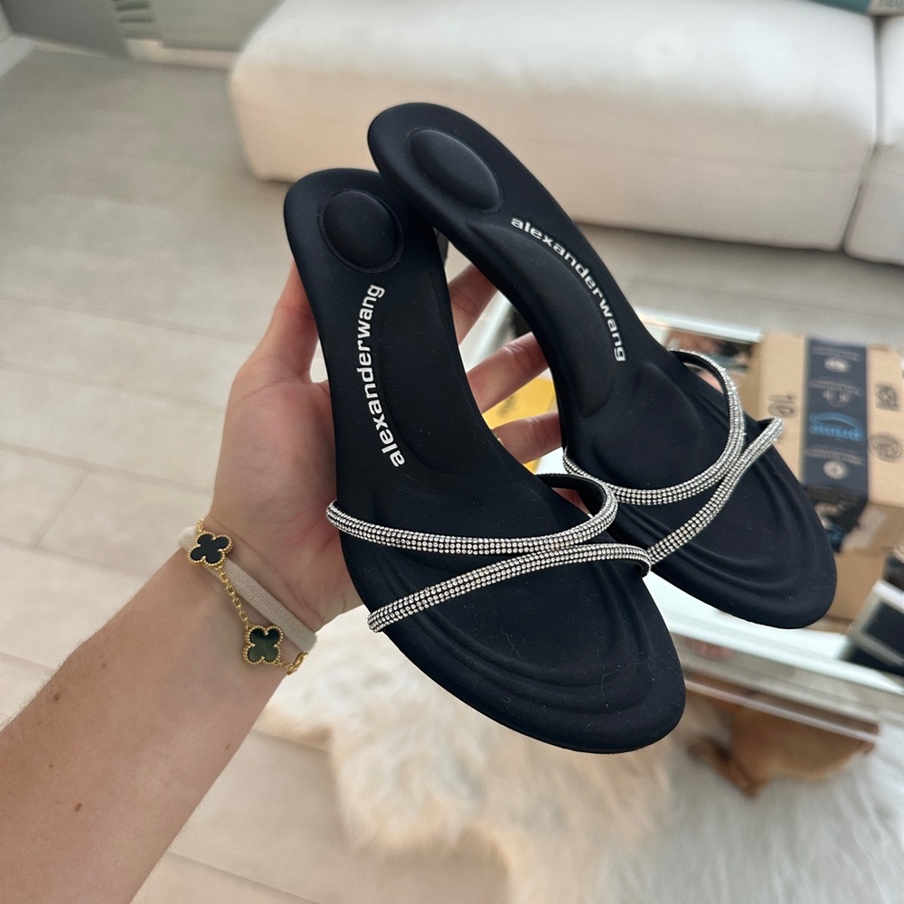 Alexander Wang Black Sandals with Silver Detailing